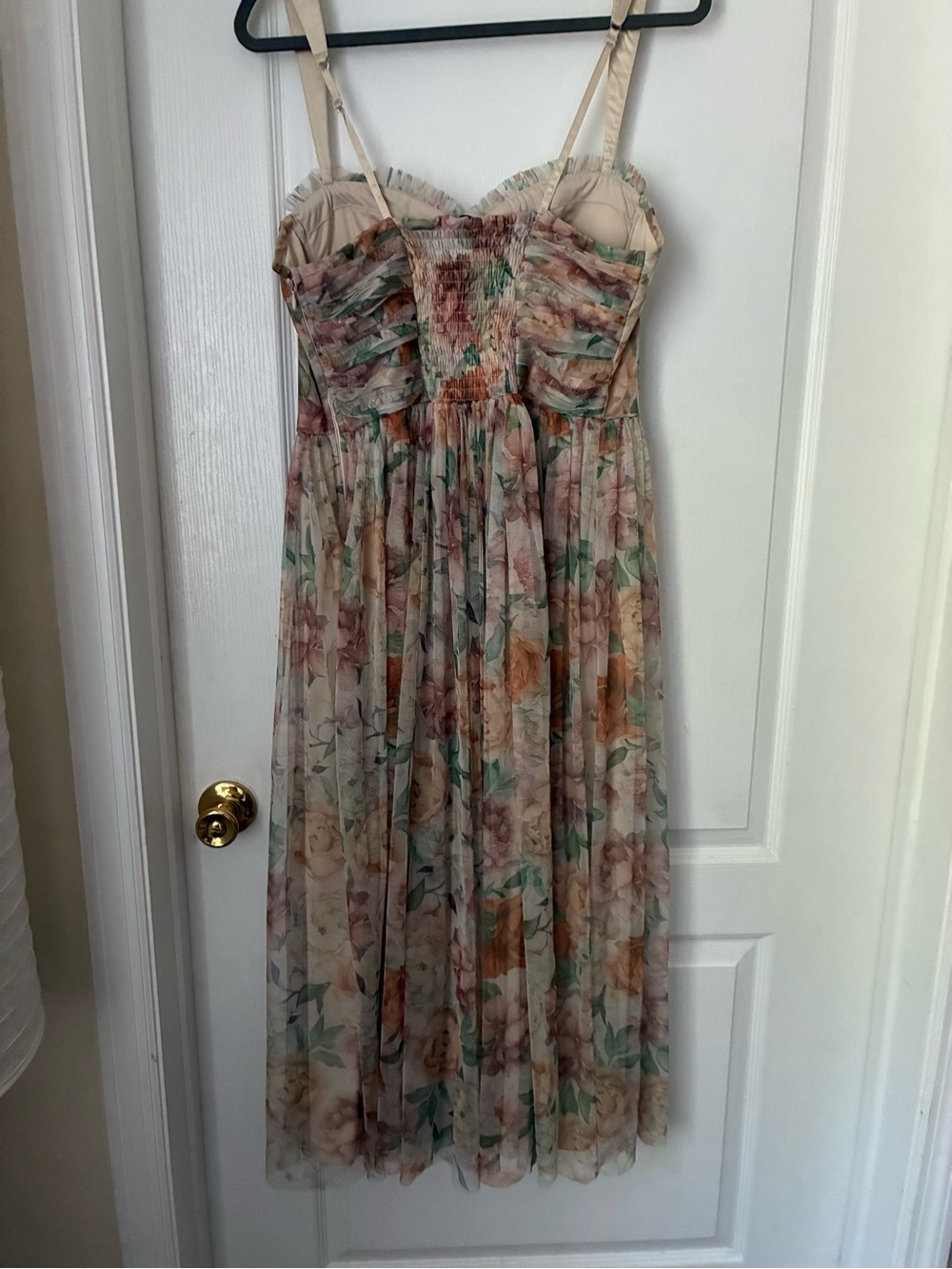 Floral Bustier Midi Dress in Blush and Peach - Picture 7 of 12